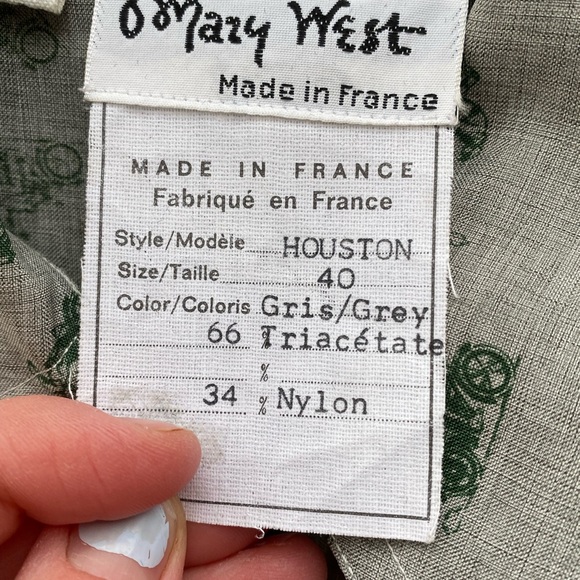 Grey Motorcycle Novelty Print Button Down Peter Pan Collar Mary West, France - Picture 9 of 10